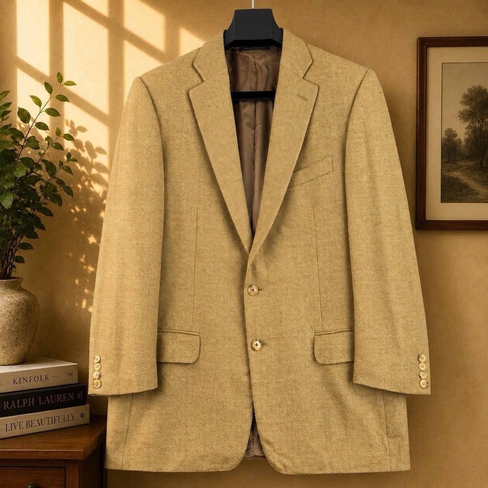 Ermenegildo Zegna Blazer Mens 44R Gold 15milmil15 Wool Textured Sport Coat